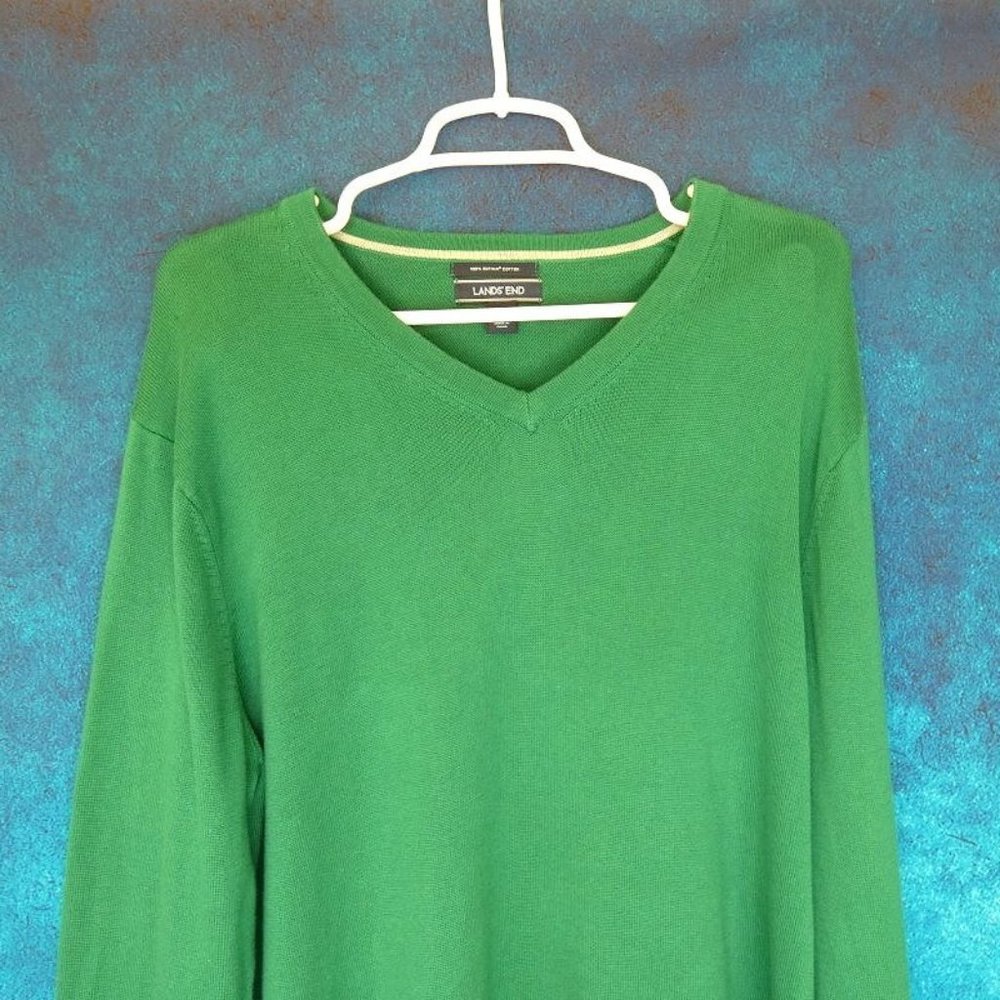 Land's End Green Sweater Size Large (42-44) - Picture 3 of 7